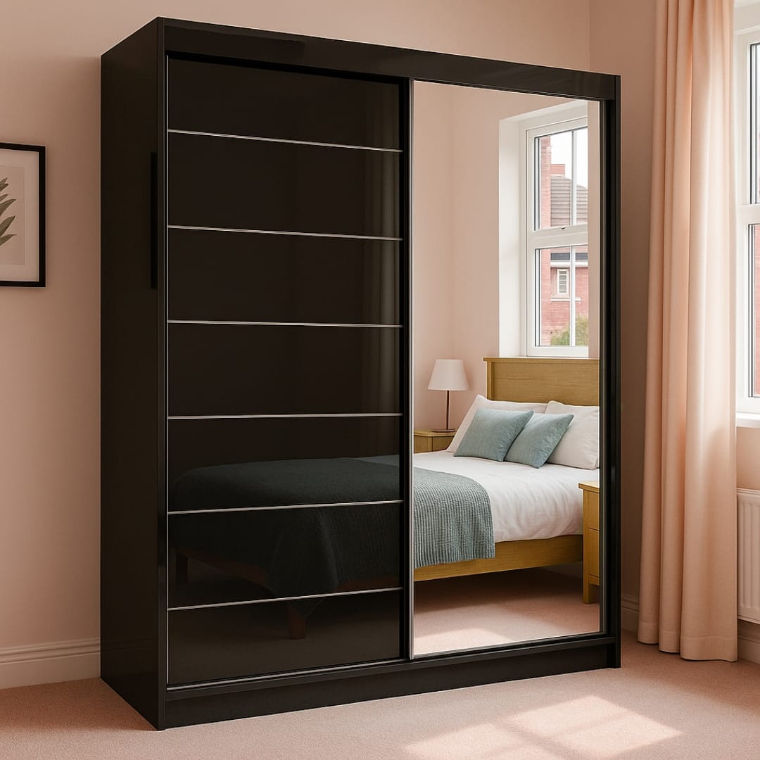 Turin 2 Doors High Gloss Sliding Wardrobe