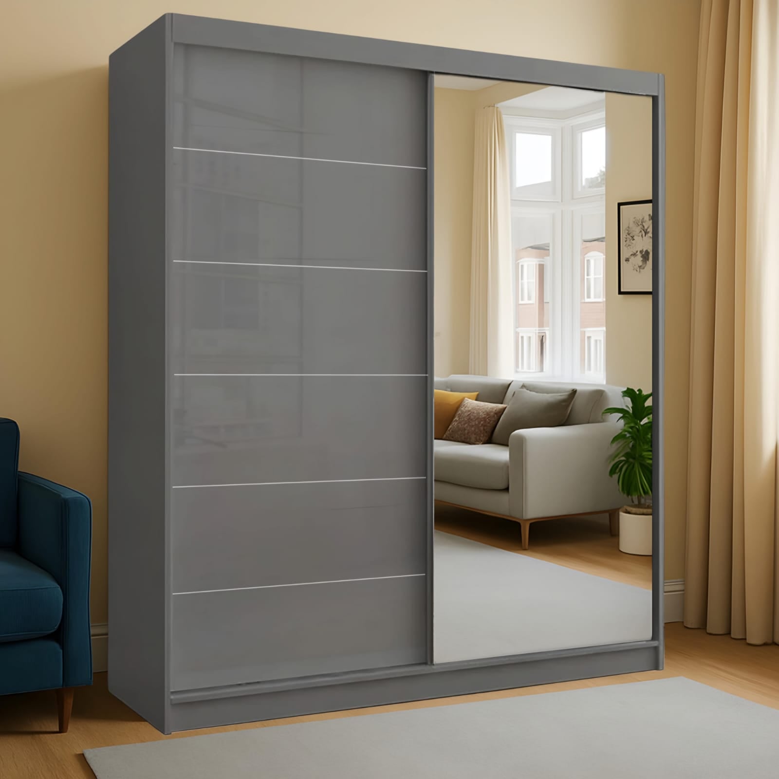 Turin 2 Doors High Gloss Sliding Wardrobe