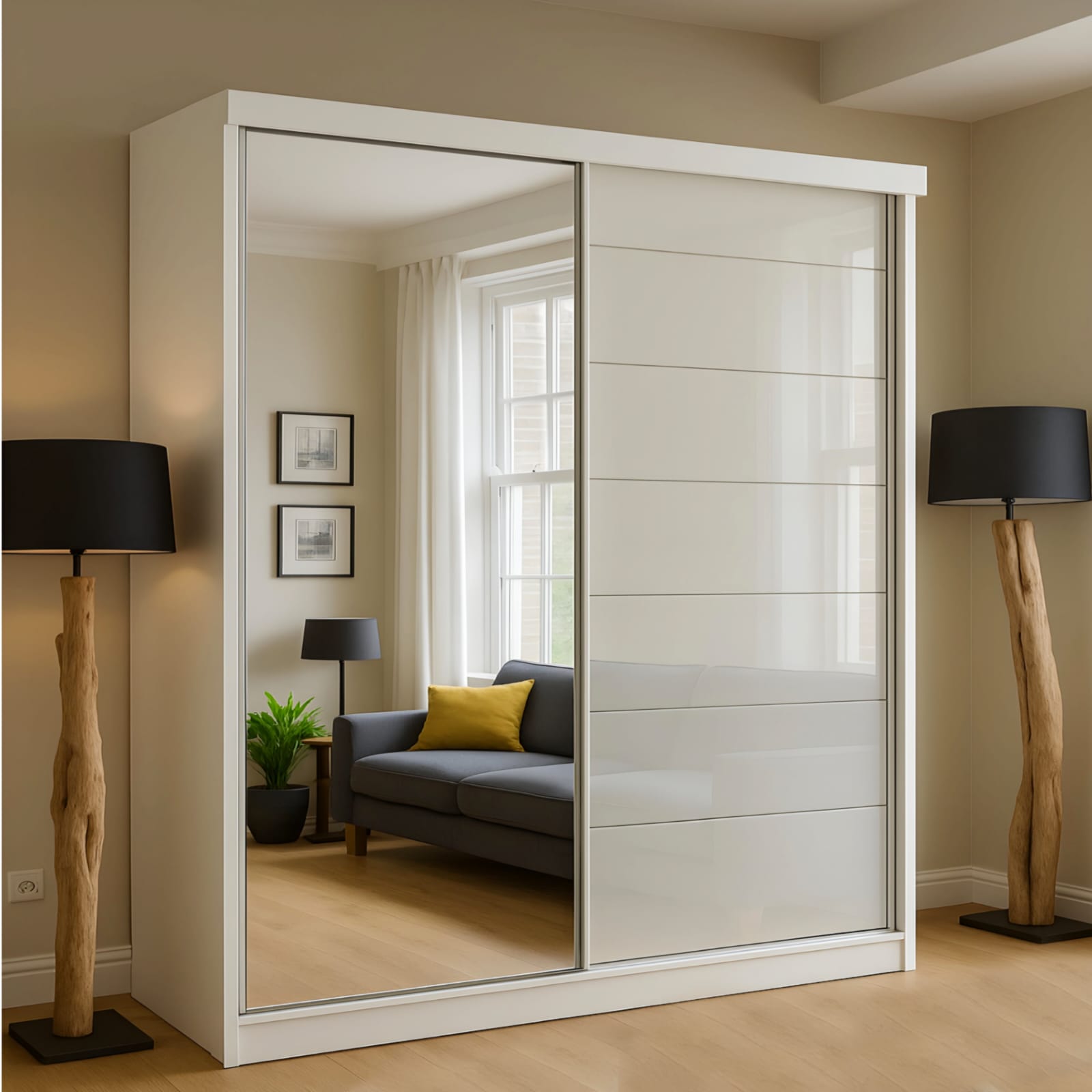 Turin 2 Doors High Gloss Sliding Wardrobe