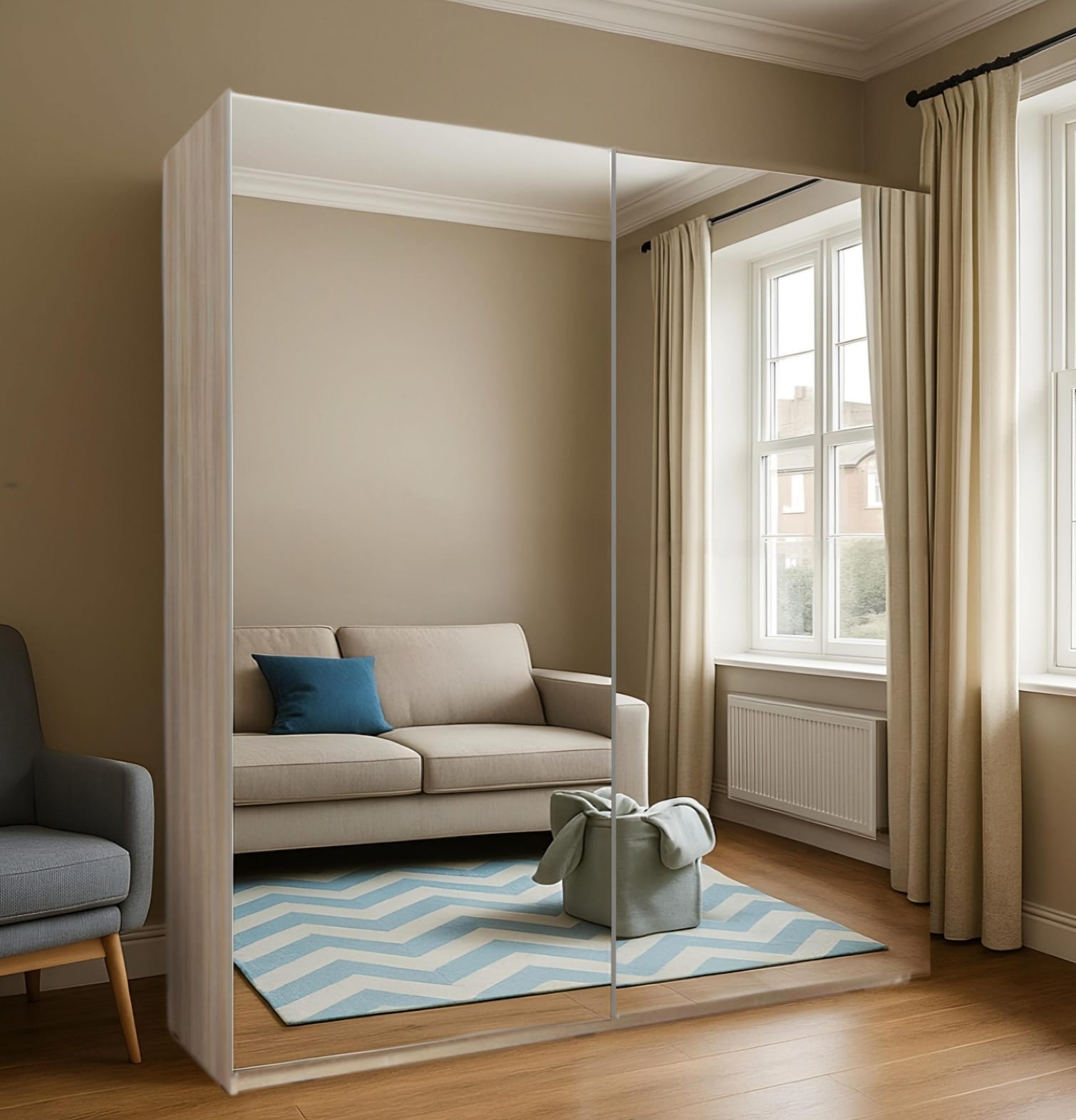 Palermo 2 & 3 Doors Full Mirror Sliding Wardrobe