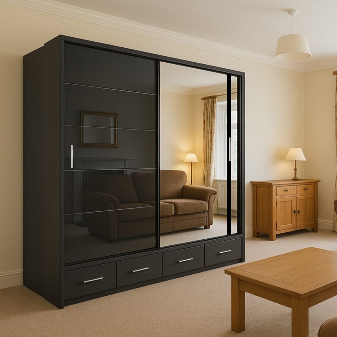 Stellor 2 & 3 Doors High Gloss Sliding Wardrobe