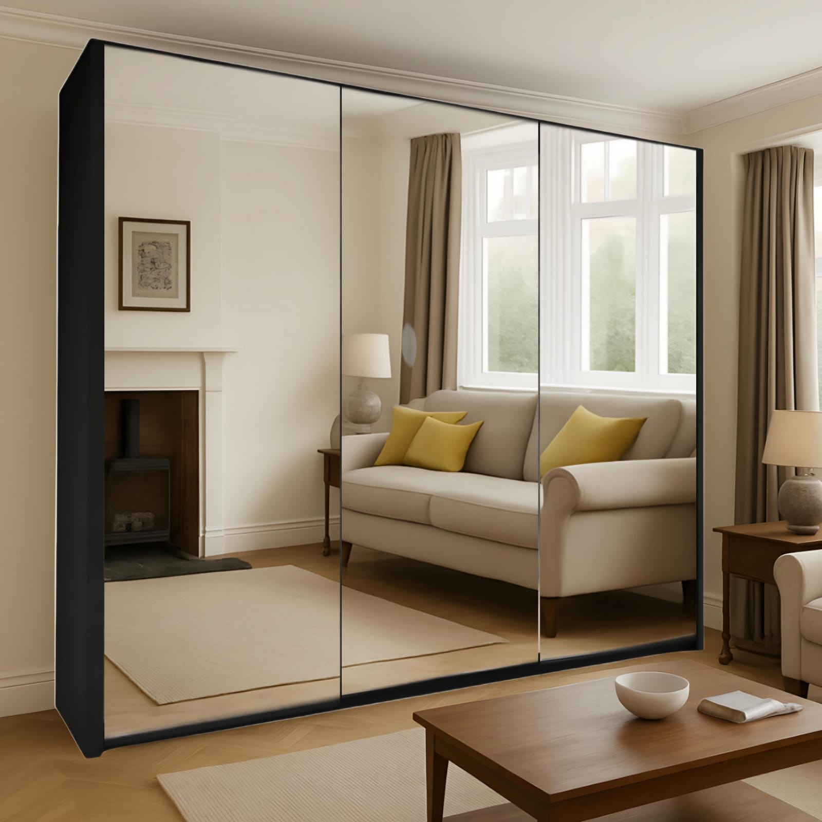 Palermo 2 & 3 Doors Full Mirror Sliding Wardrobe