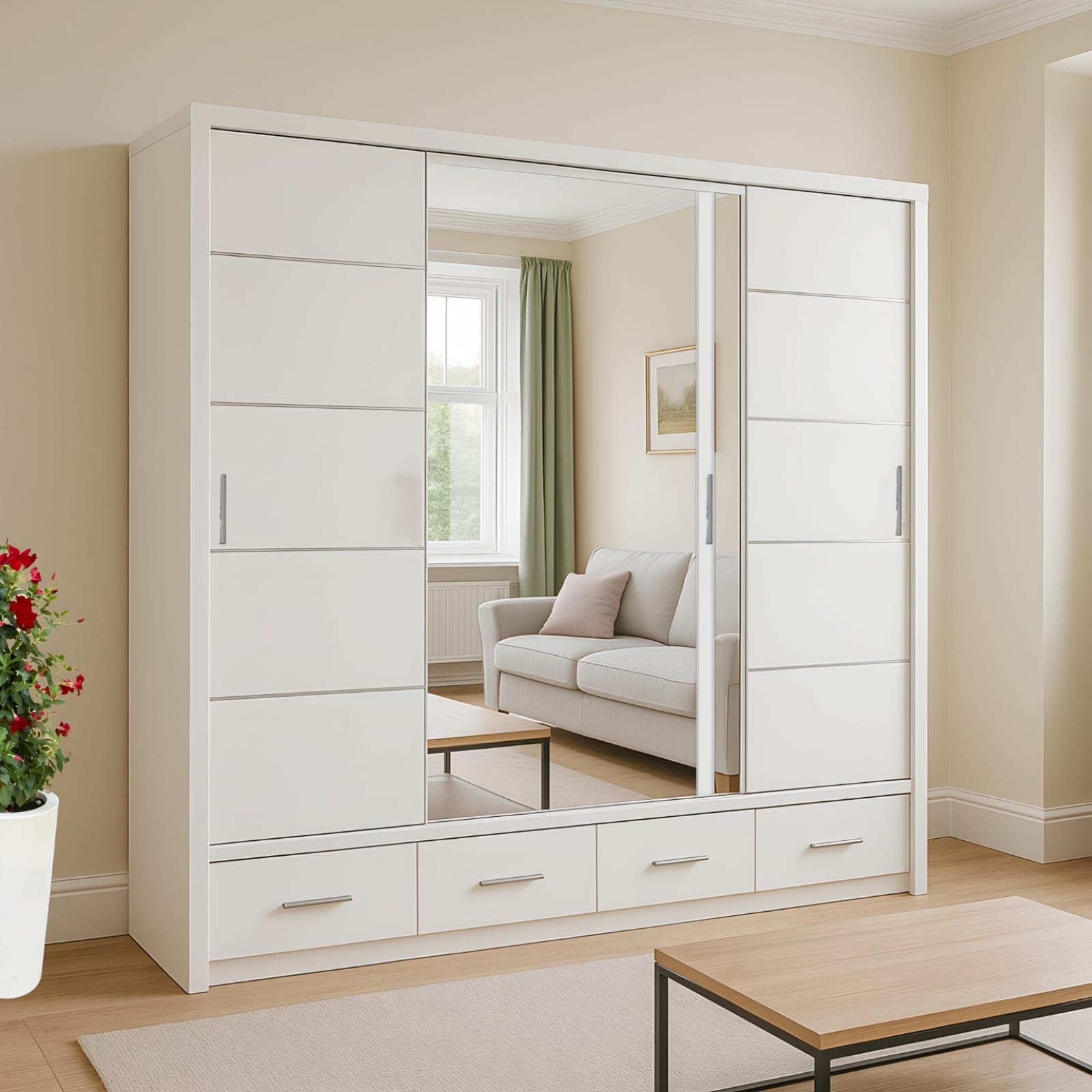 Stellor 2 & 3 Doors High Gloss Sliding Wardrobe
