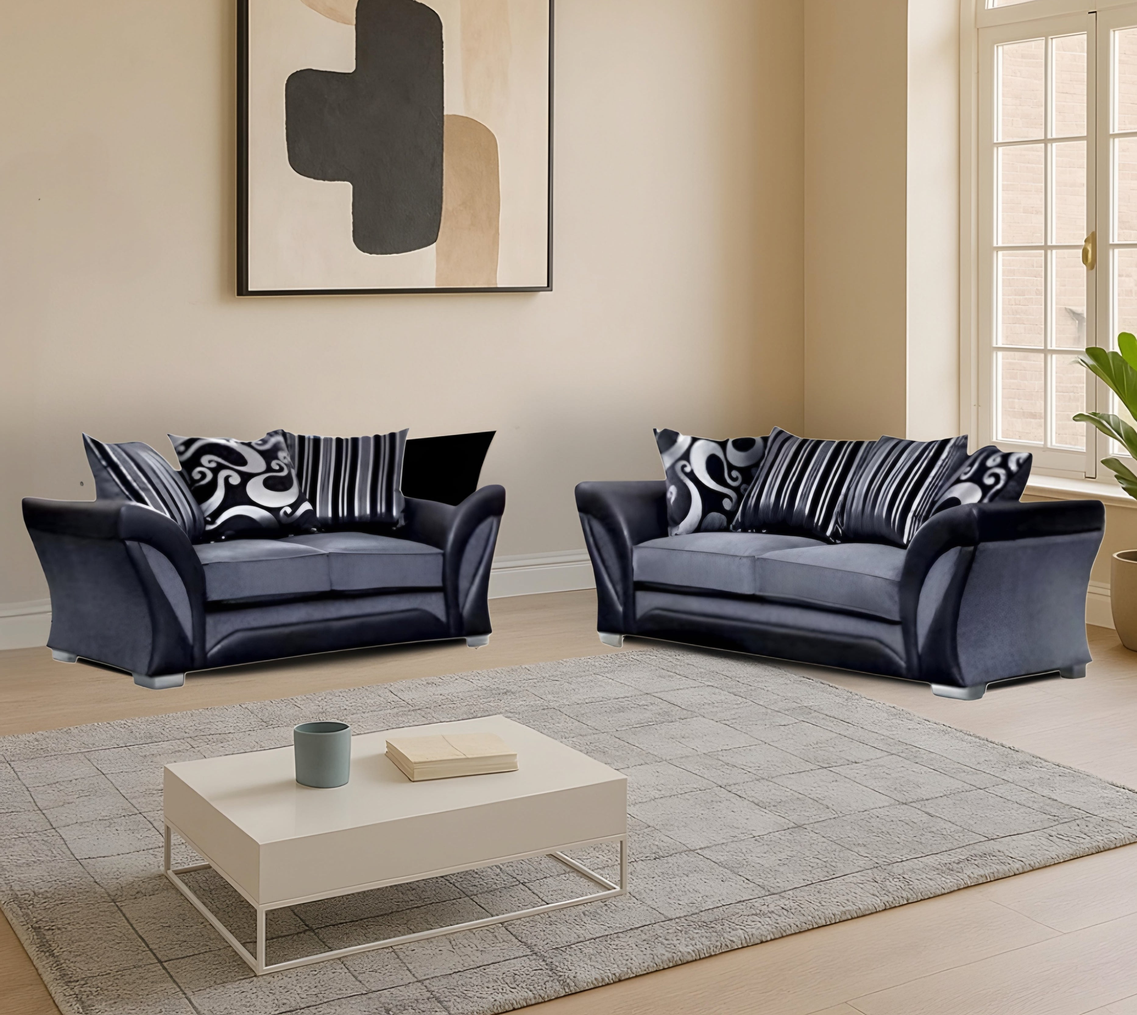 Gridhaus Corner and 3+2 Sofa Set