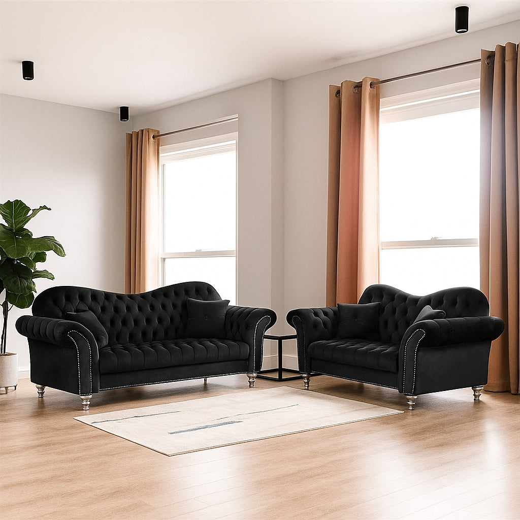 NORDIVO Chesterfield Corner and 3+2 Seater Sofa Set