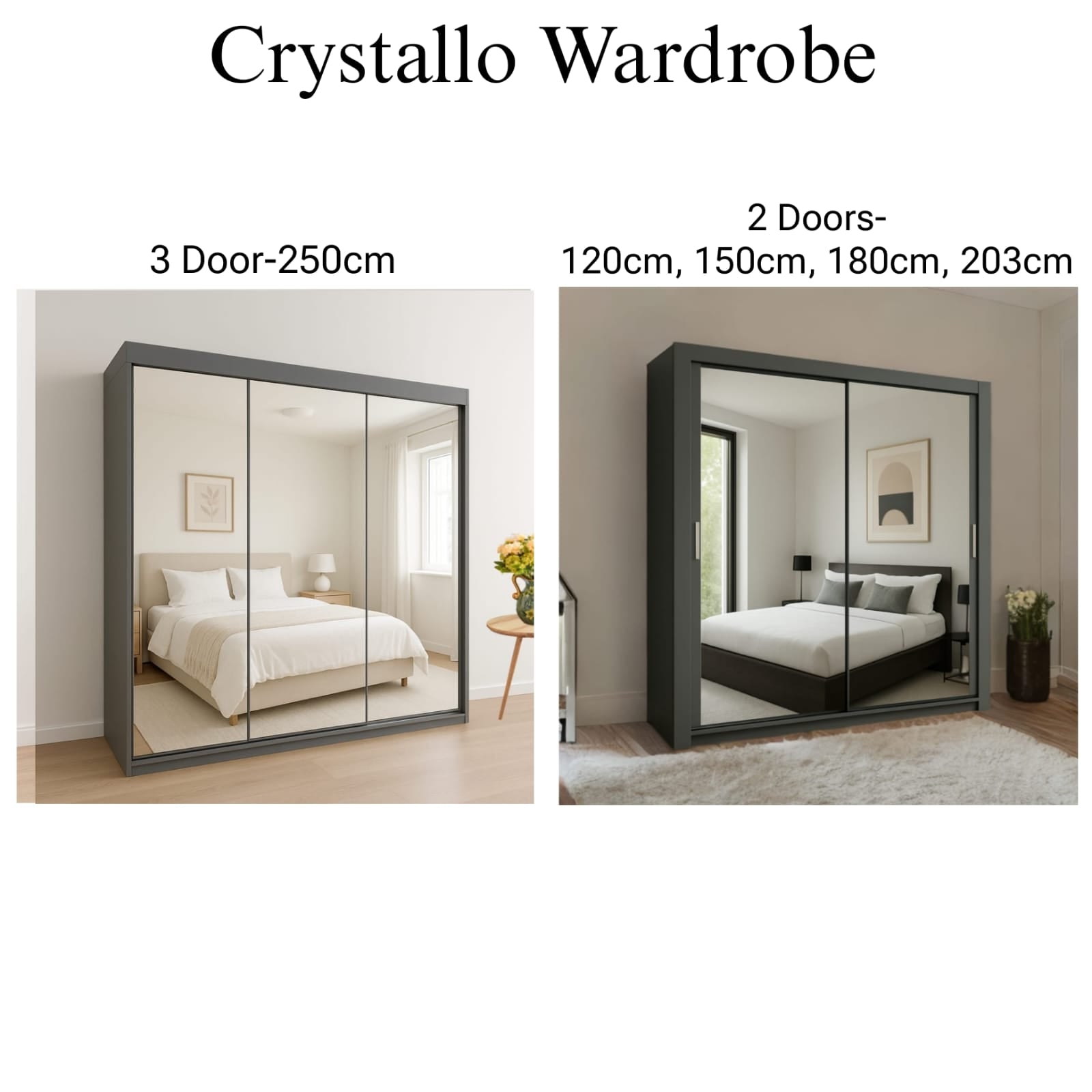 Crystallo 2 & 3 Doors Sliding Wardrobe