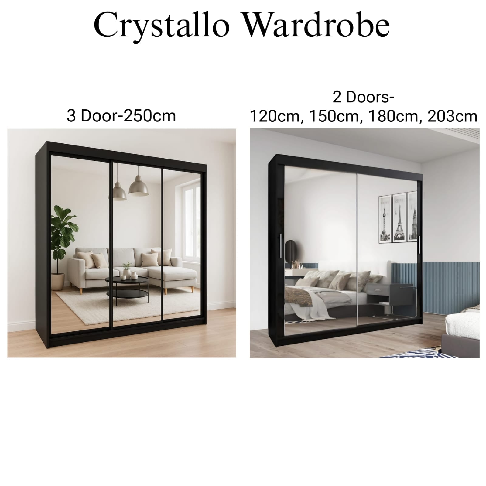 Crystallo 2 & 3 Doors Sliding Wardrobe