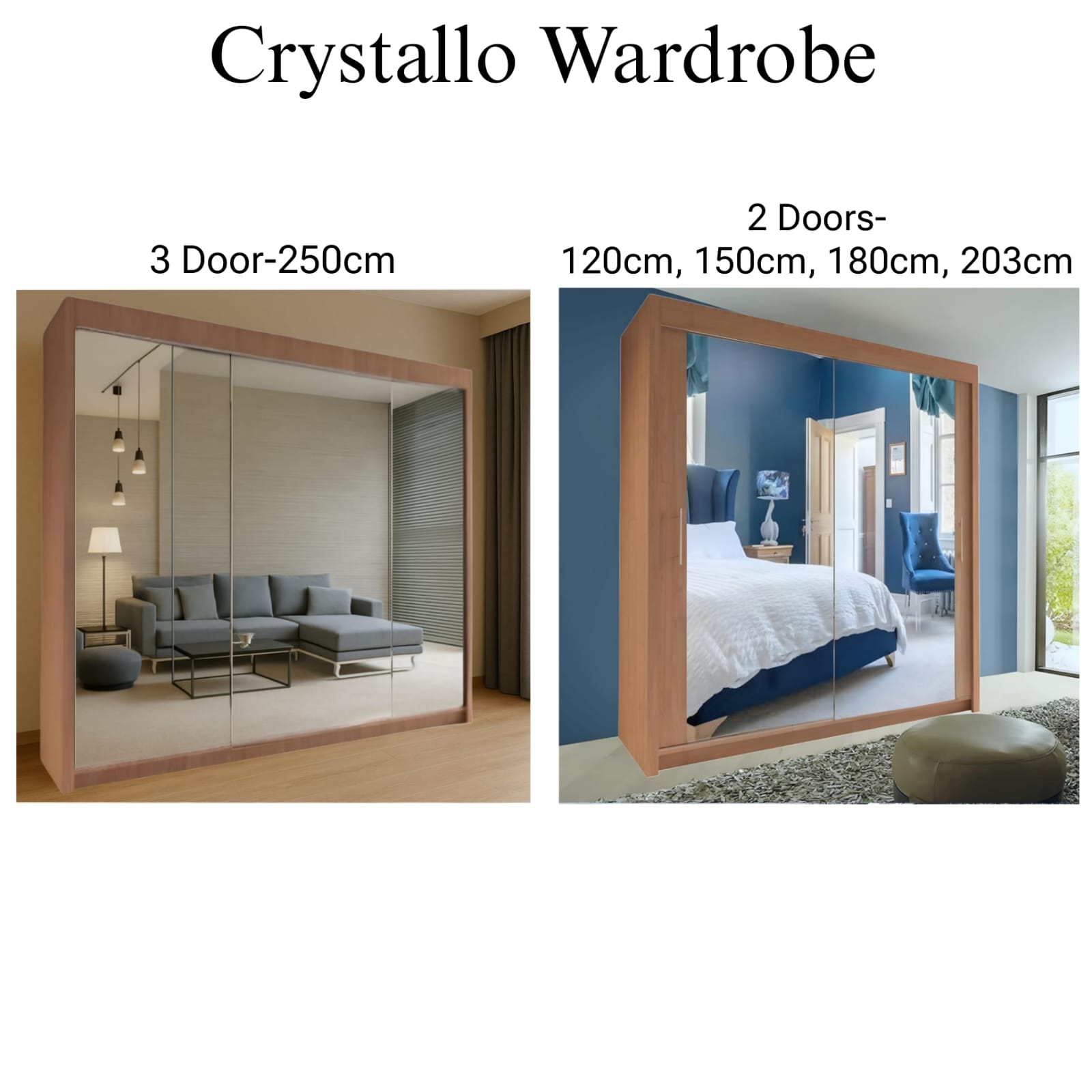 Crystallo 2 & 3 Doors Sliding Wardrobe