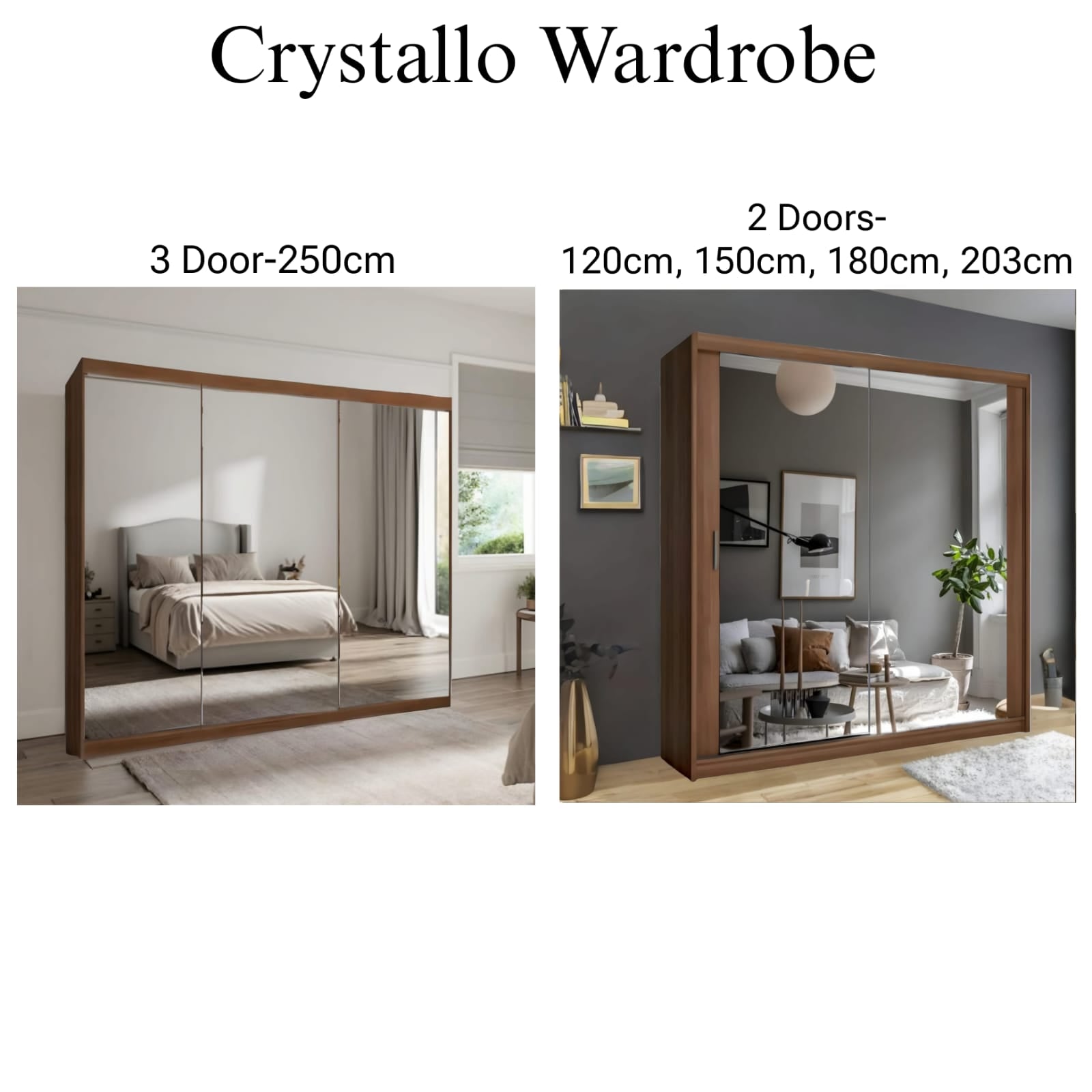Crystallo 2 & 3 Doors Sliding Wardrobe