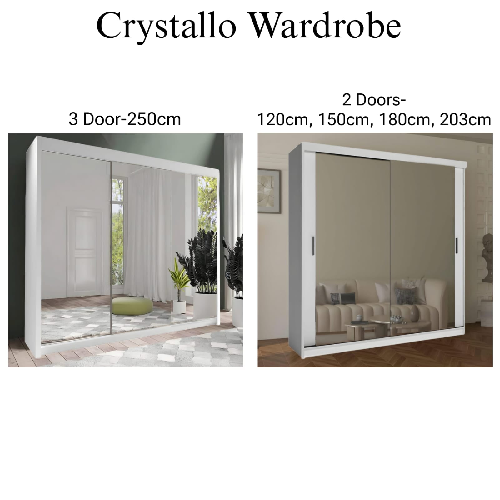 Crystallo 2 & 3 Doors Sliding Wardrobe