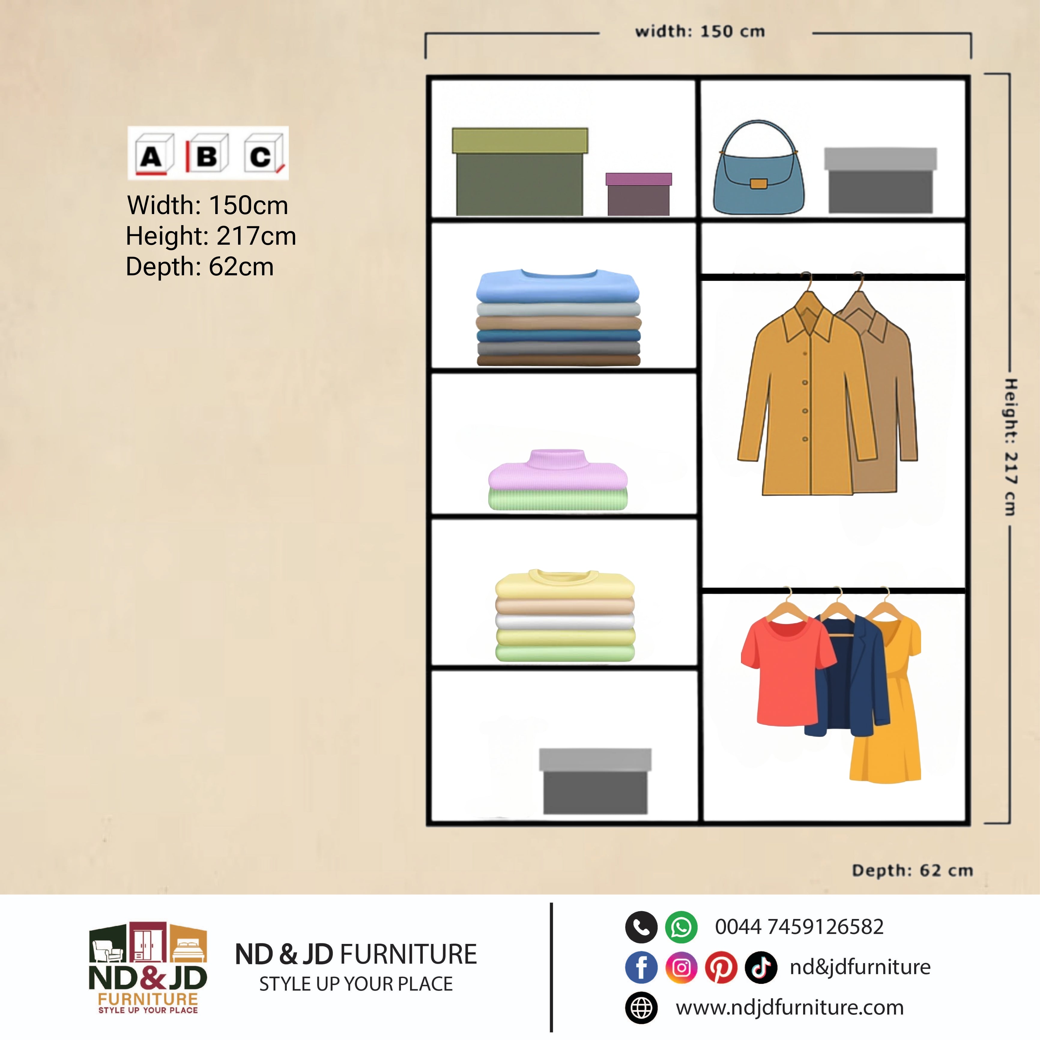 Glintor 2 Doors Sliding Wardrobe