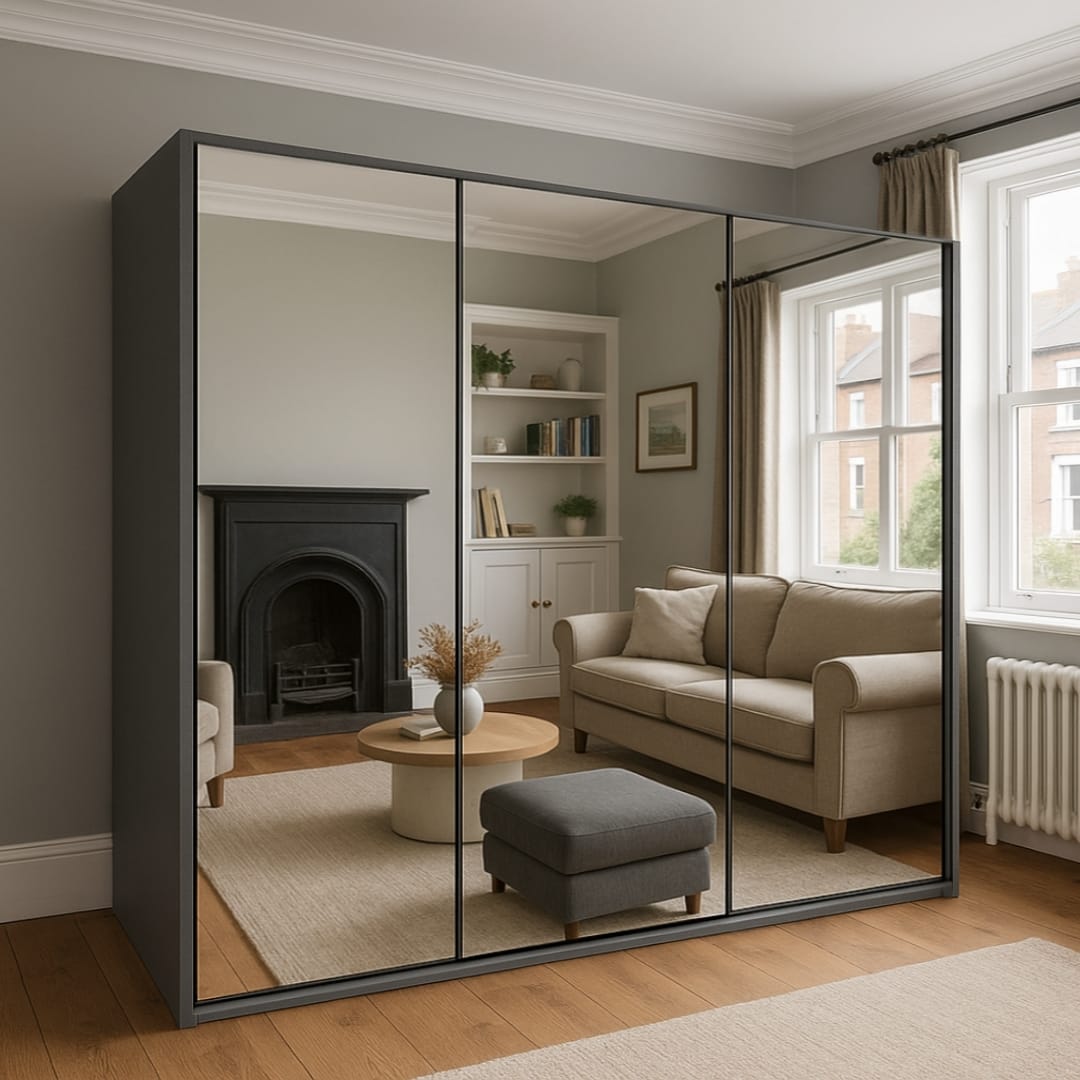 Palermo 2 & 3 Doors Full Mirror Sliding Wardrobe