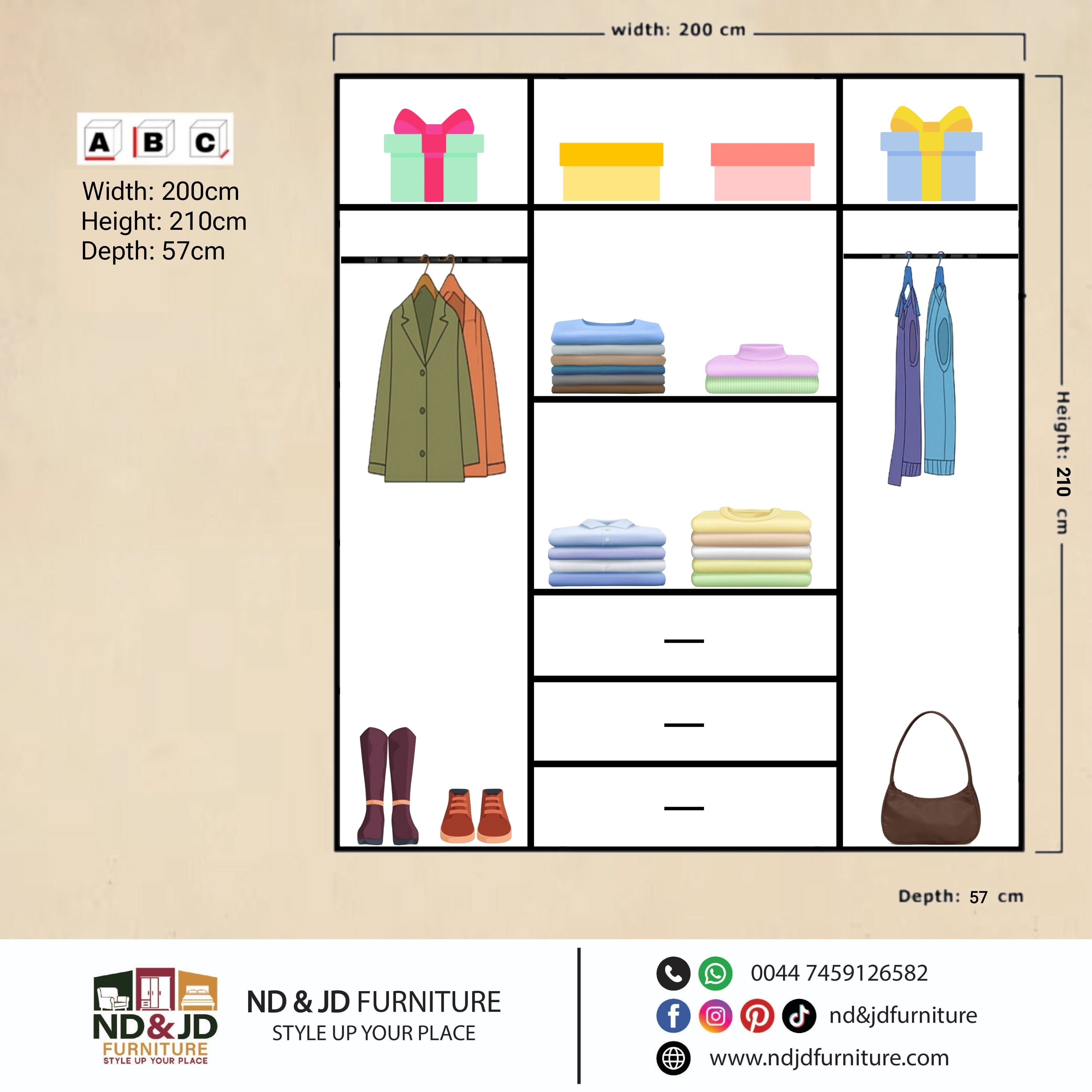 Macau 3 & 4 Doors Wardrobe