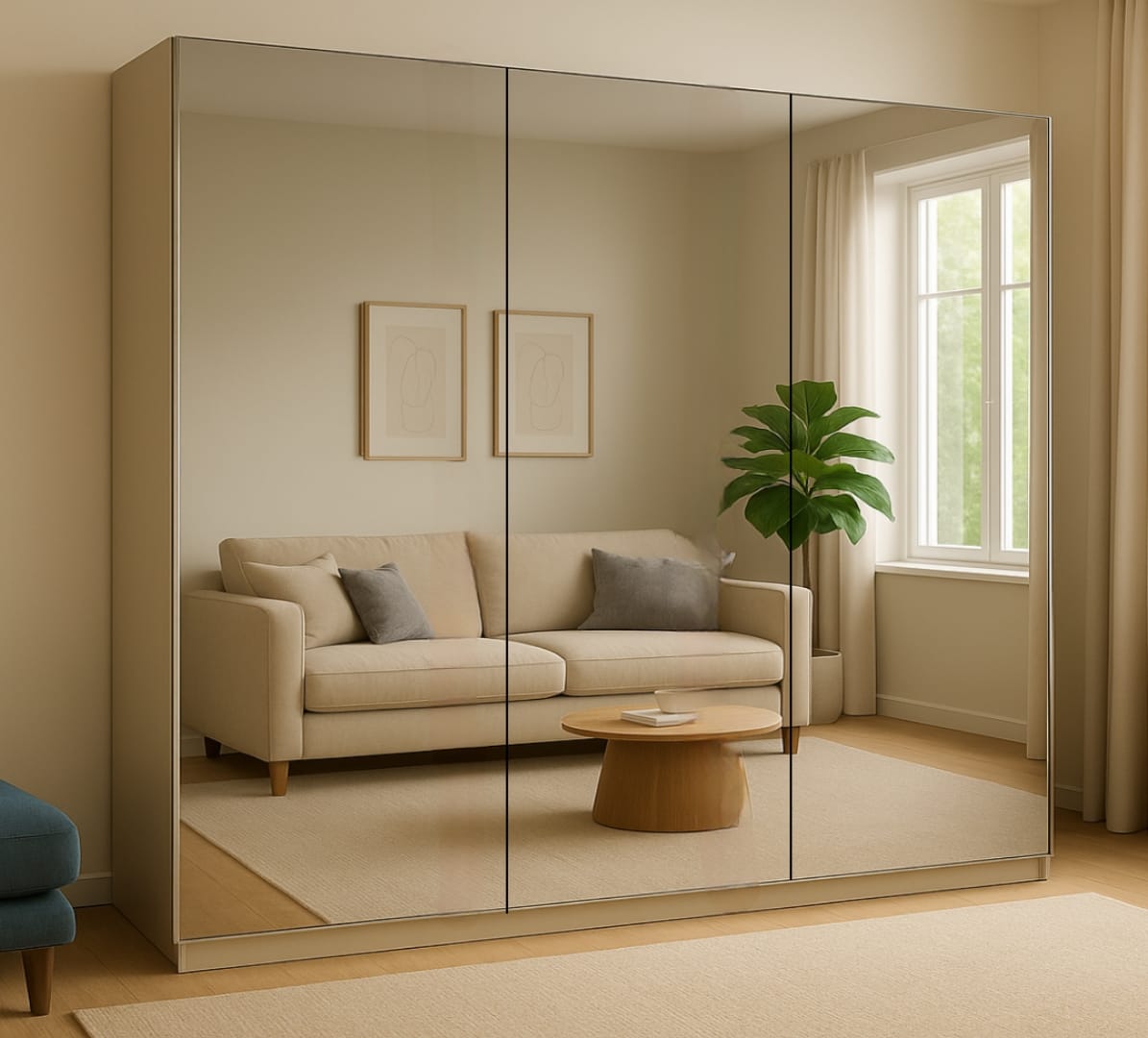 Palermo 2 & 3 Doors Full Mirror Sliding Wardrobe