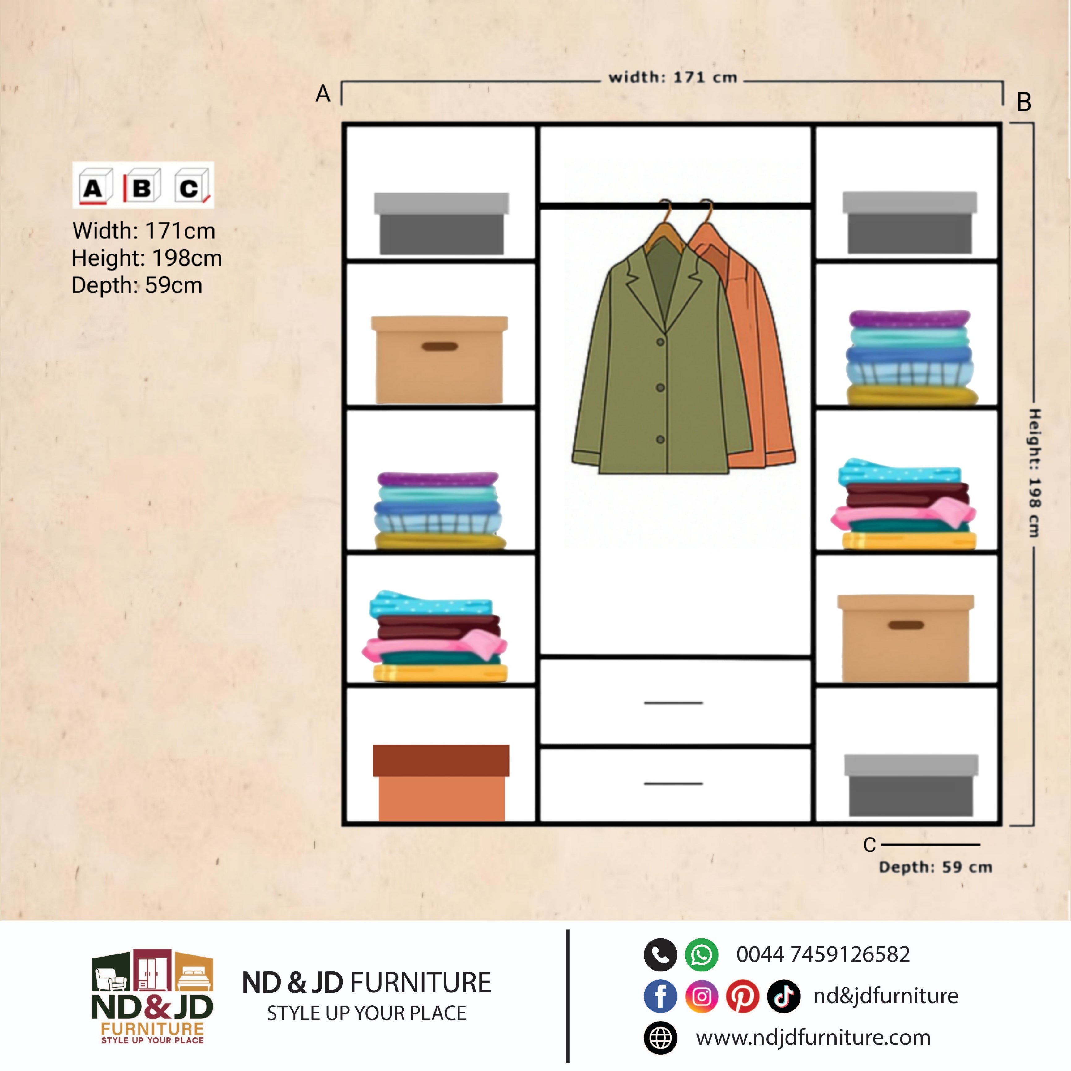 Verona 4 Doors Wardrobe With Drawers