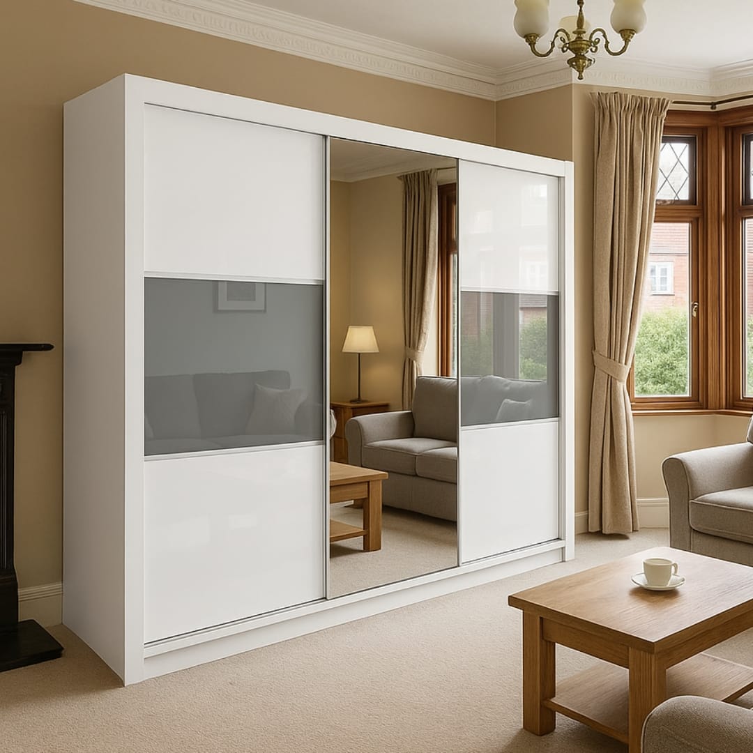 Bologna 2 & 3 Doors High Gloss Sliding Wardrobe