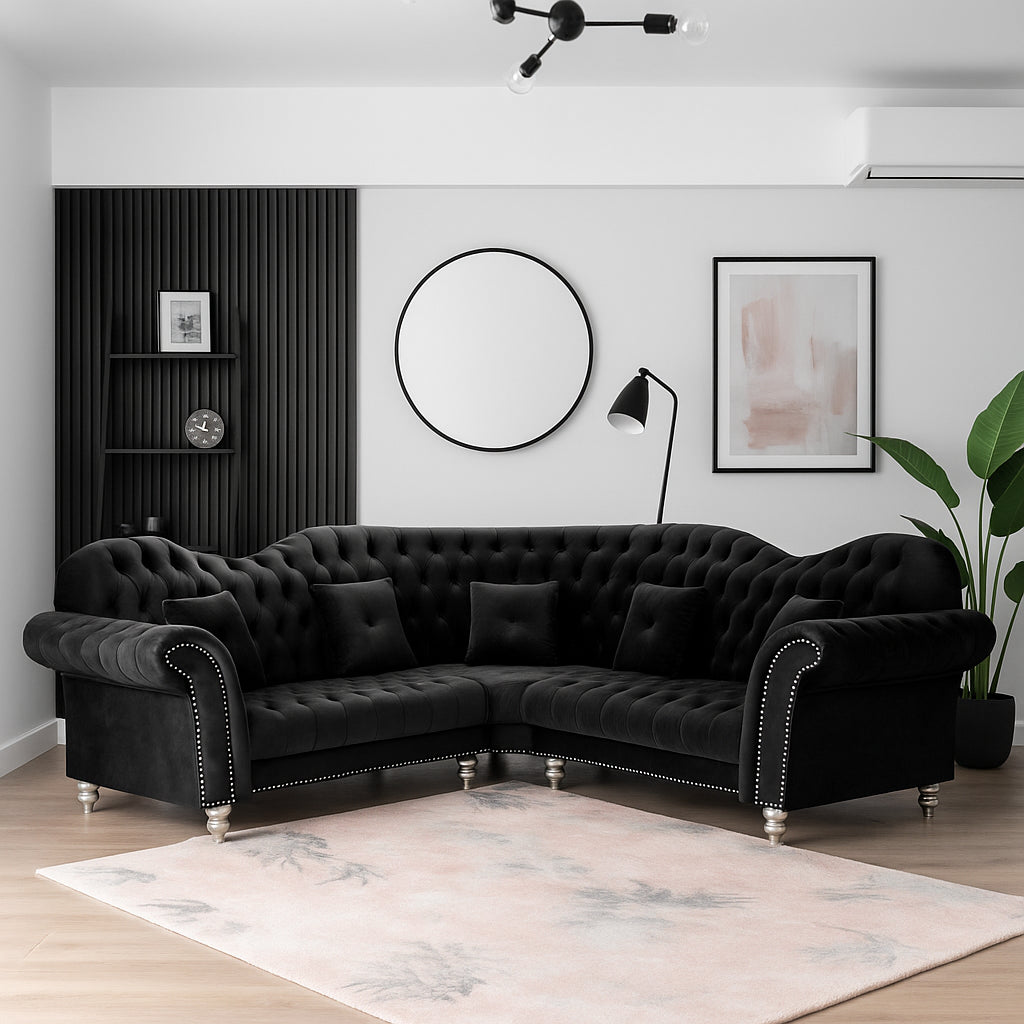 NORDIVO Chesterfield Corner and 3+2 Seater Sofa Set