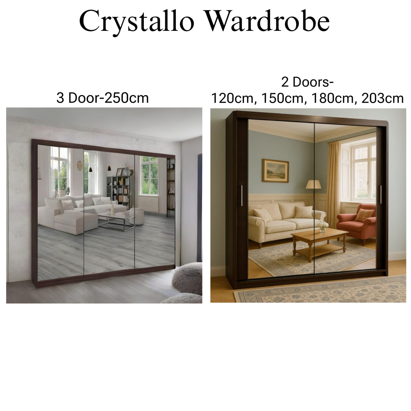 Crystallo 2 & 3 Doors Sliding Wardrobe